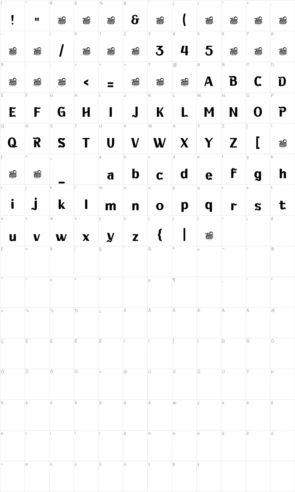 Kabusifont character map