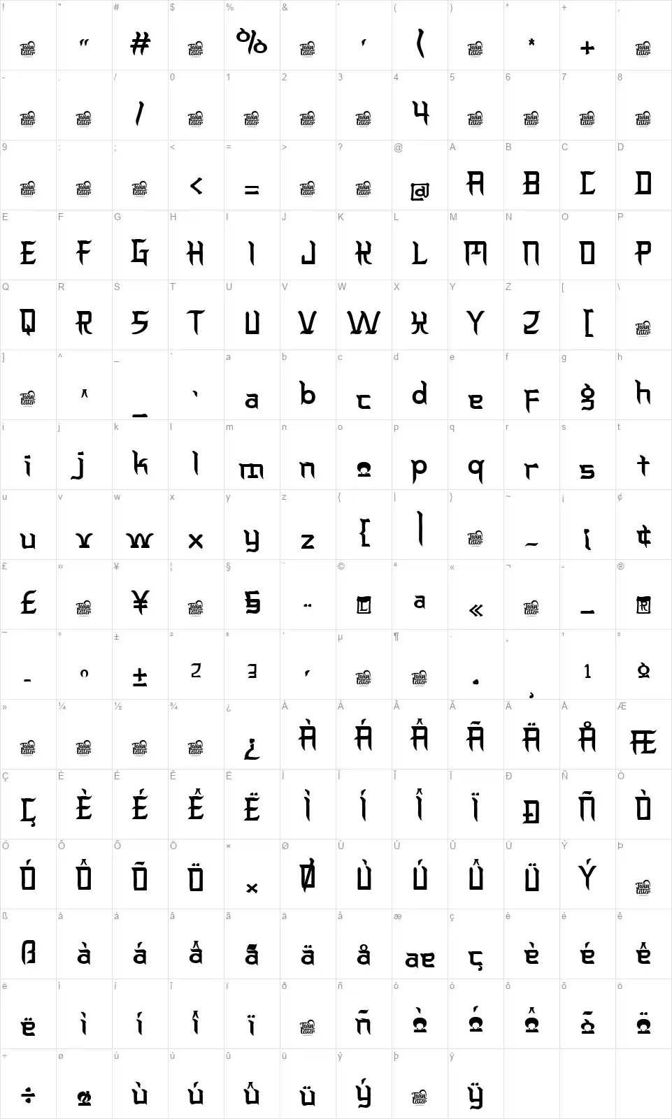 Kimyonjafont character map