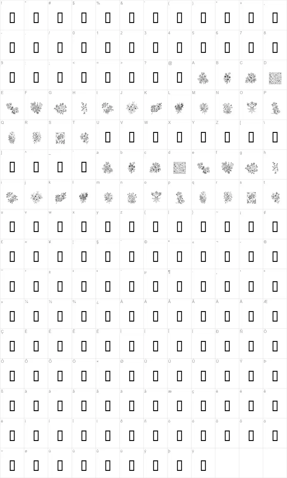 KR Floral Color Mefont character map