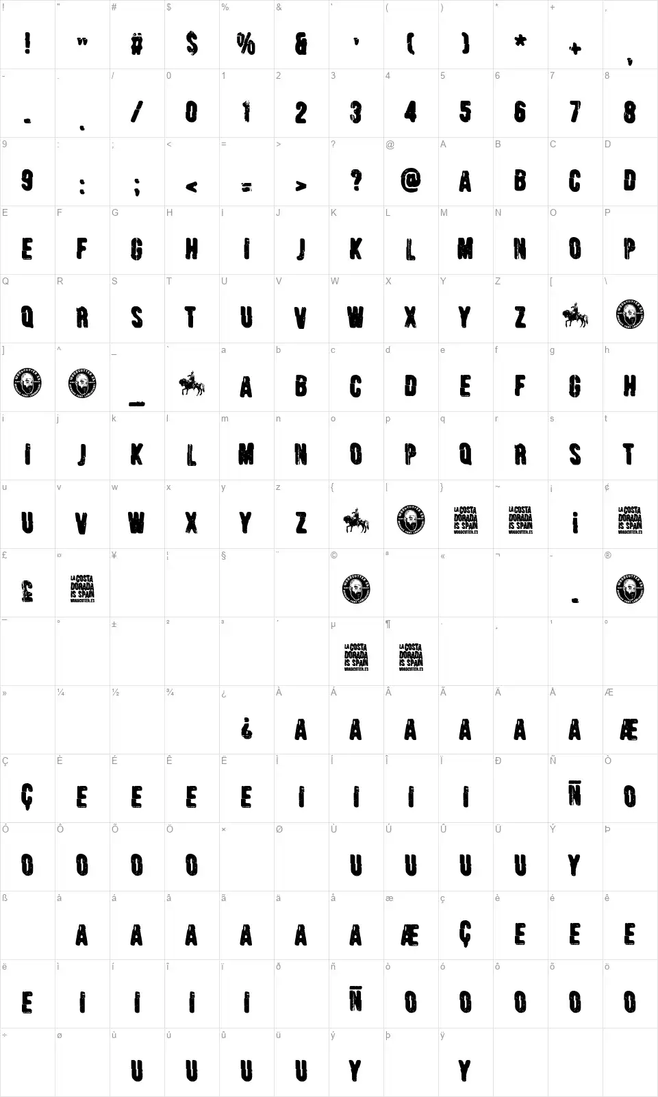 La Costa Dorada is Spainfont character map