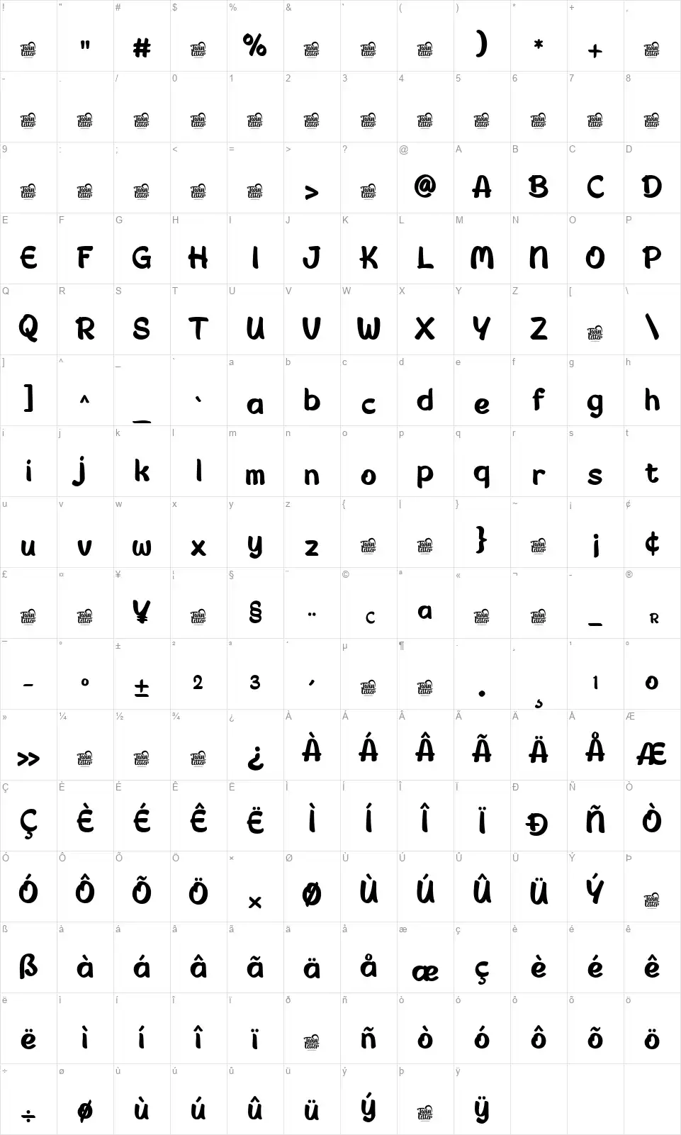 Lawuh Goriefont character map