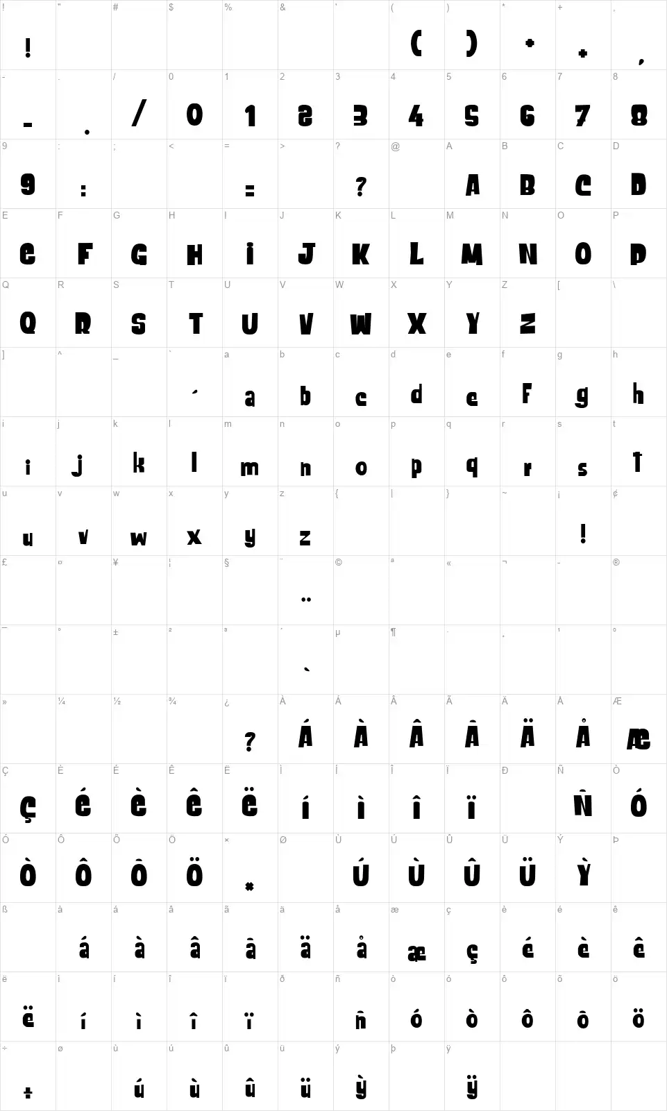 Le Cachalot du Grand Nordfont character map