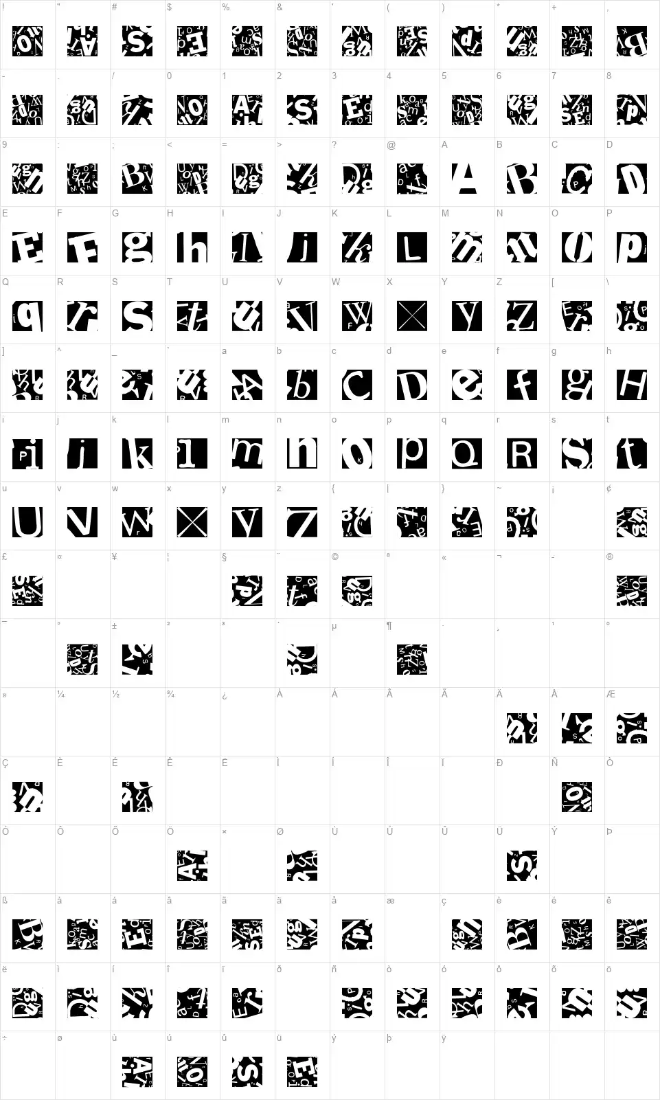 Letter Soup Mainzfont character map