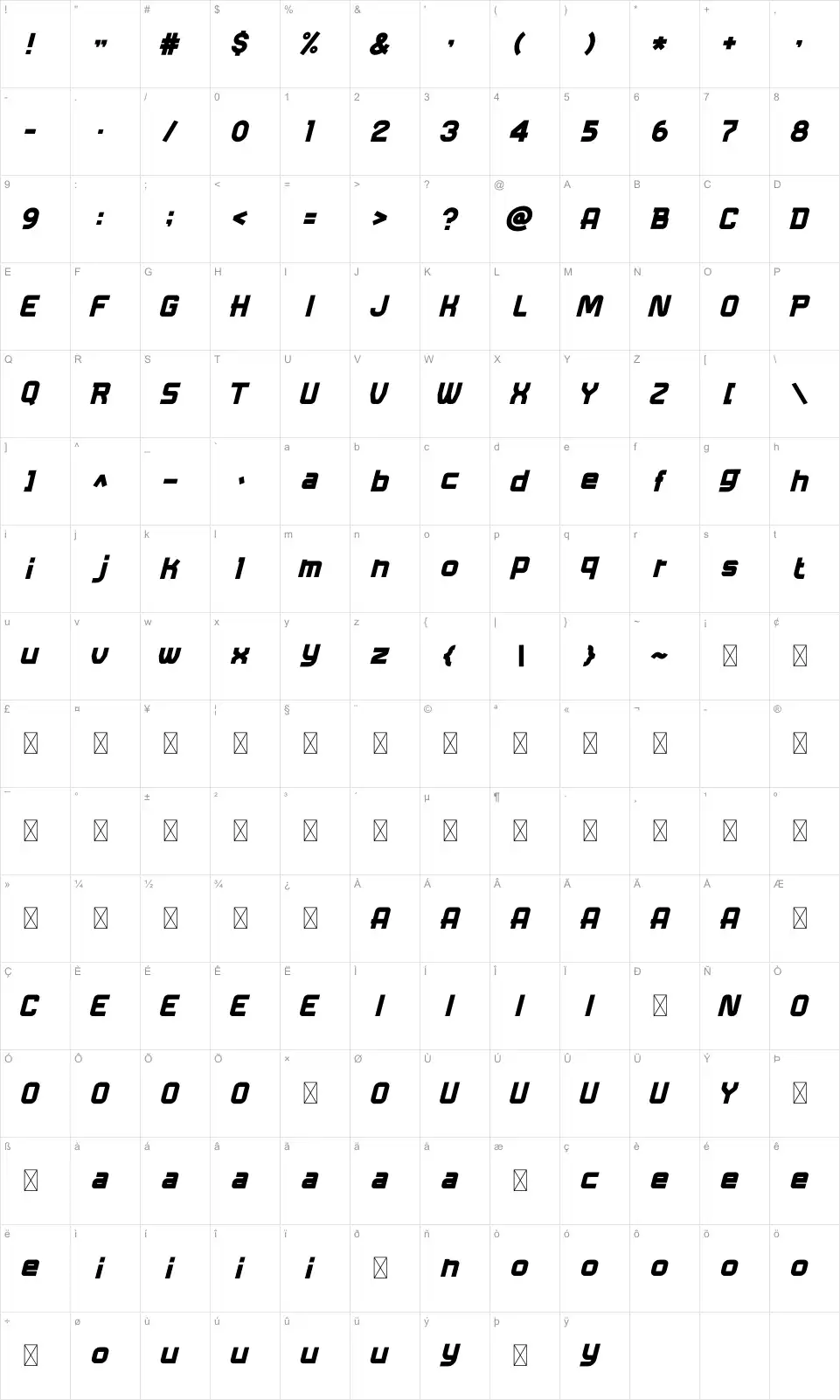 Lighton Zeichentabelle Lightonfont character map