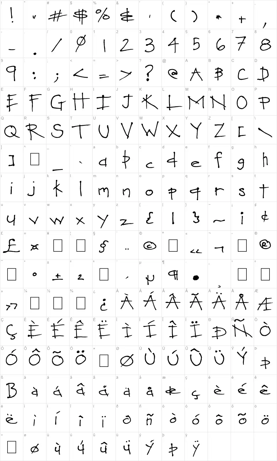 Love You Heapsfont character map
