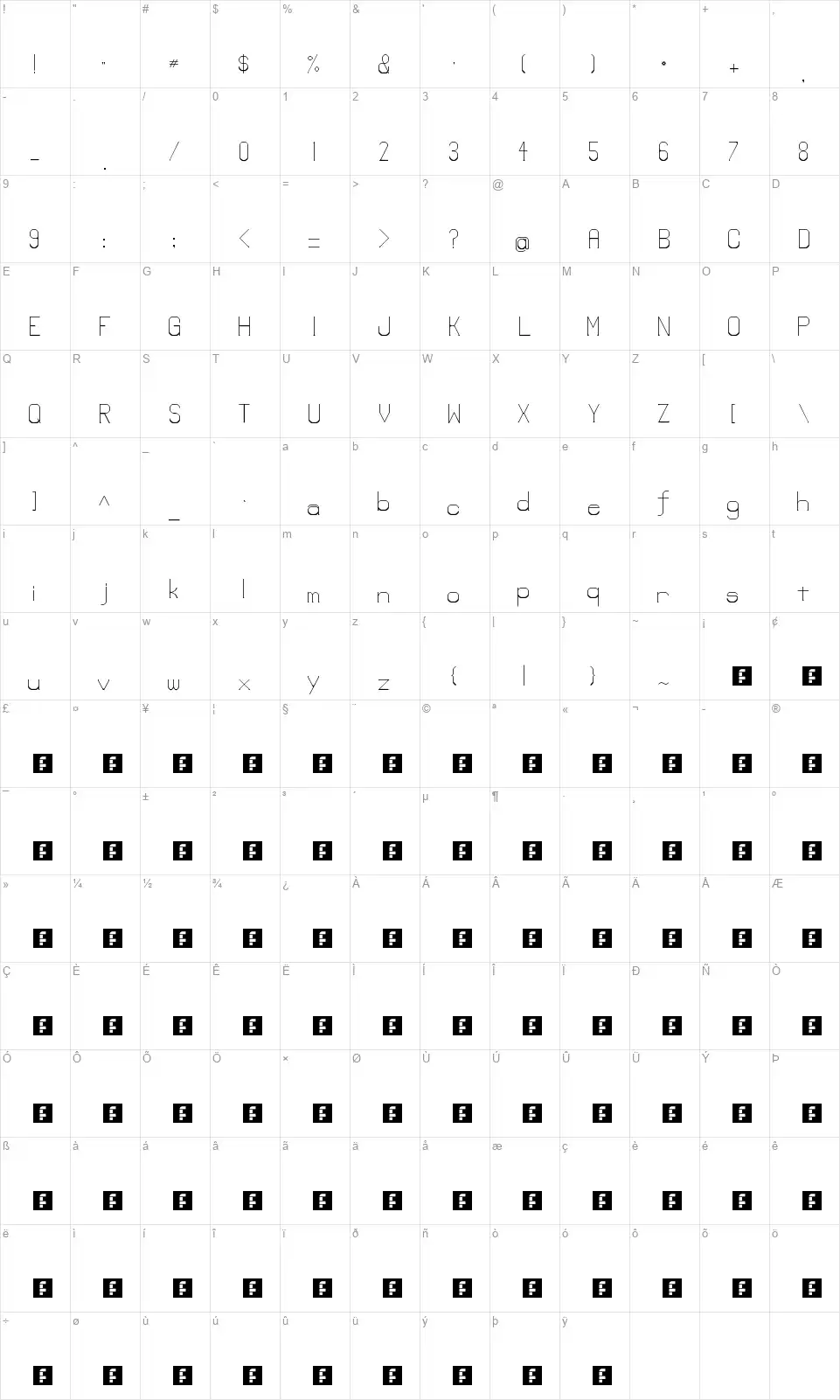 Lower-Layfont character map