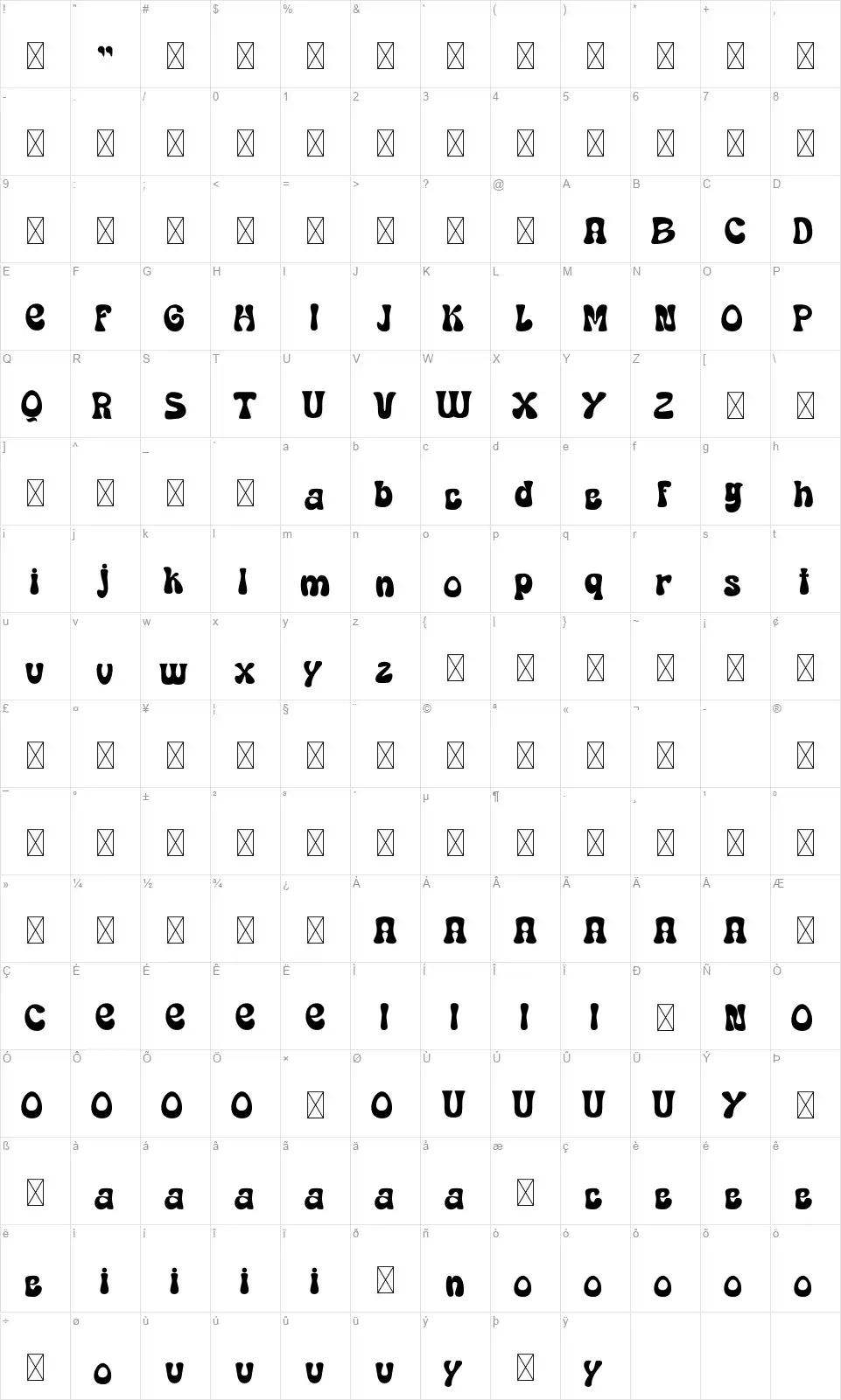 Lumidafont character map