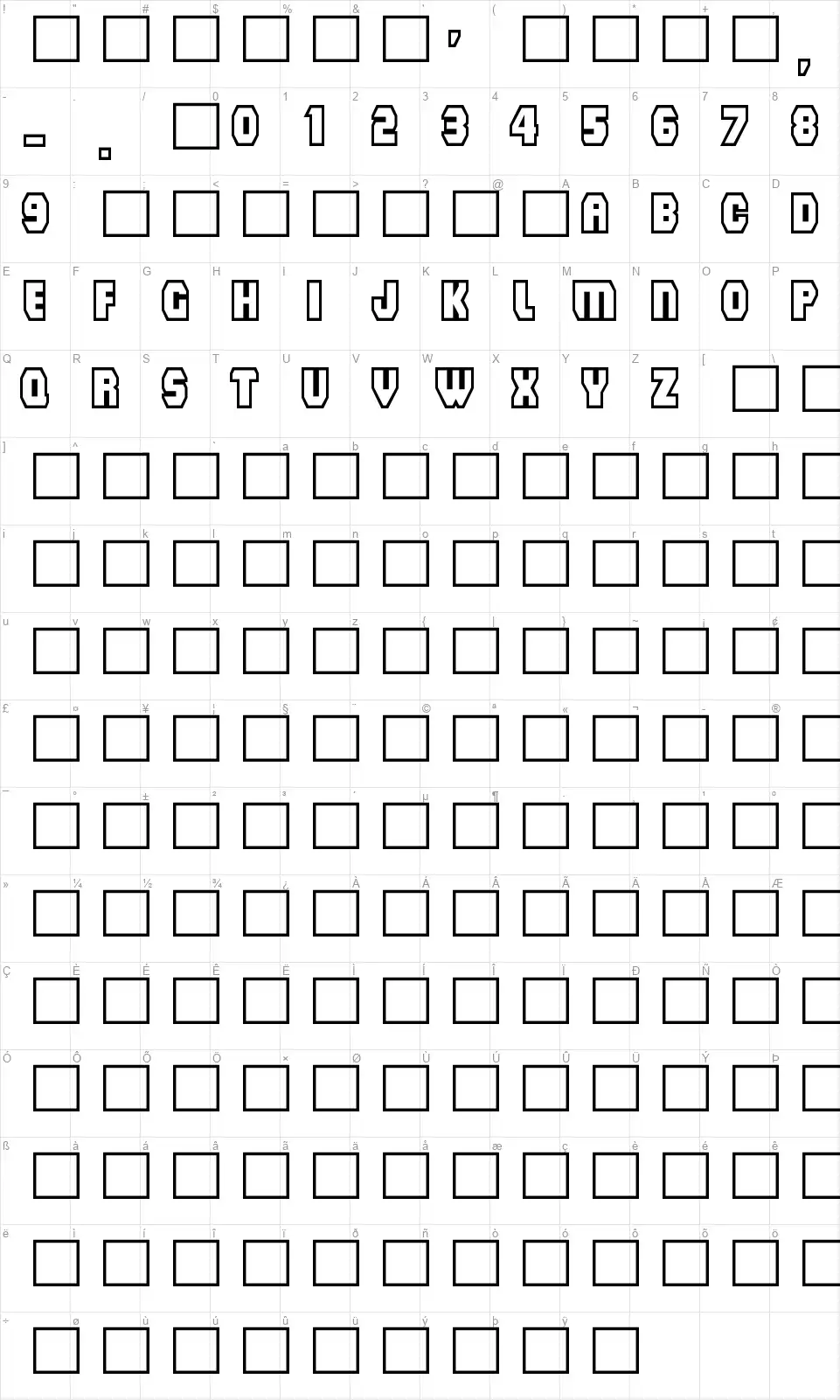 Mad Groove Cleanfont character map