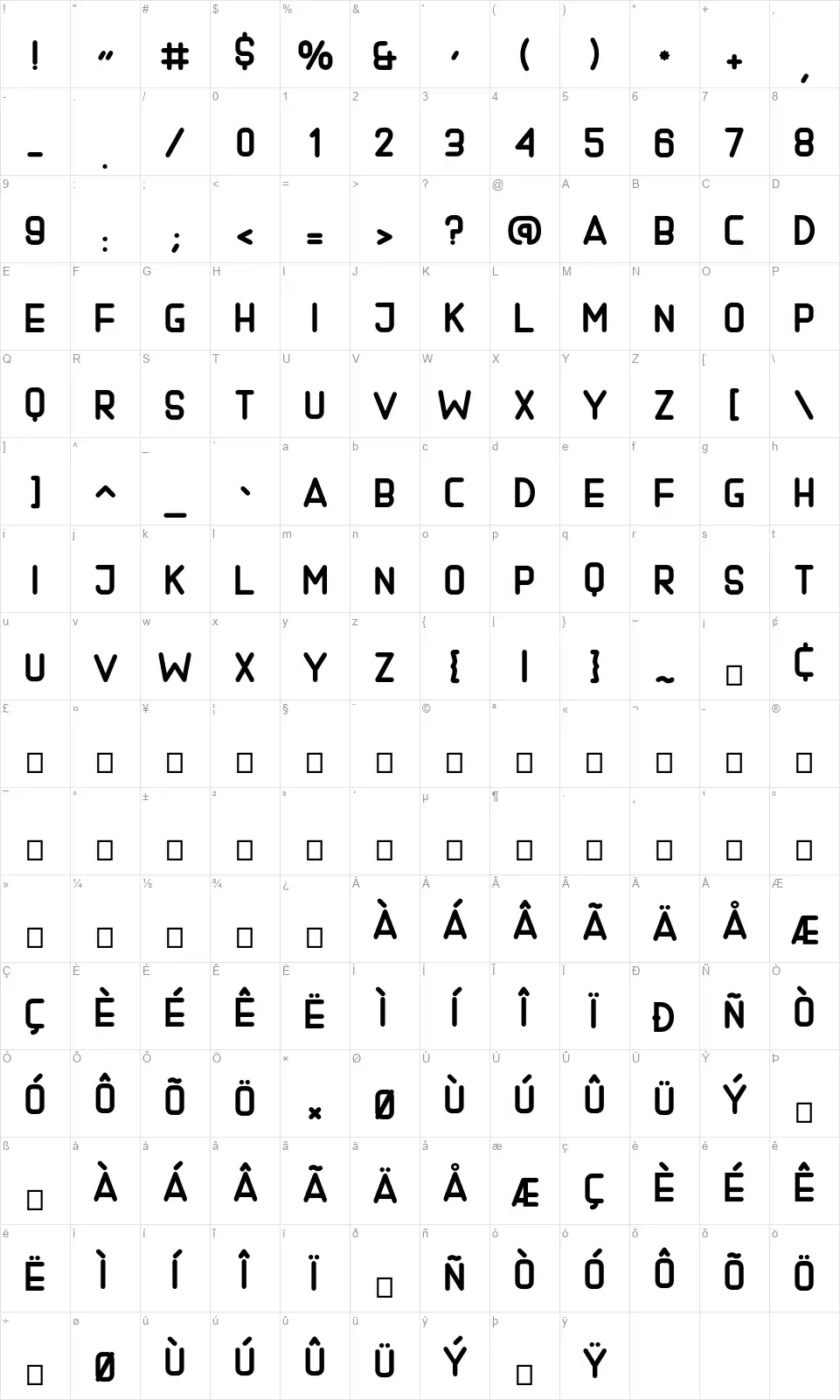 Matrouhfont character map