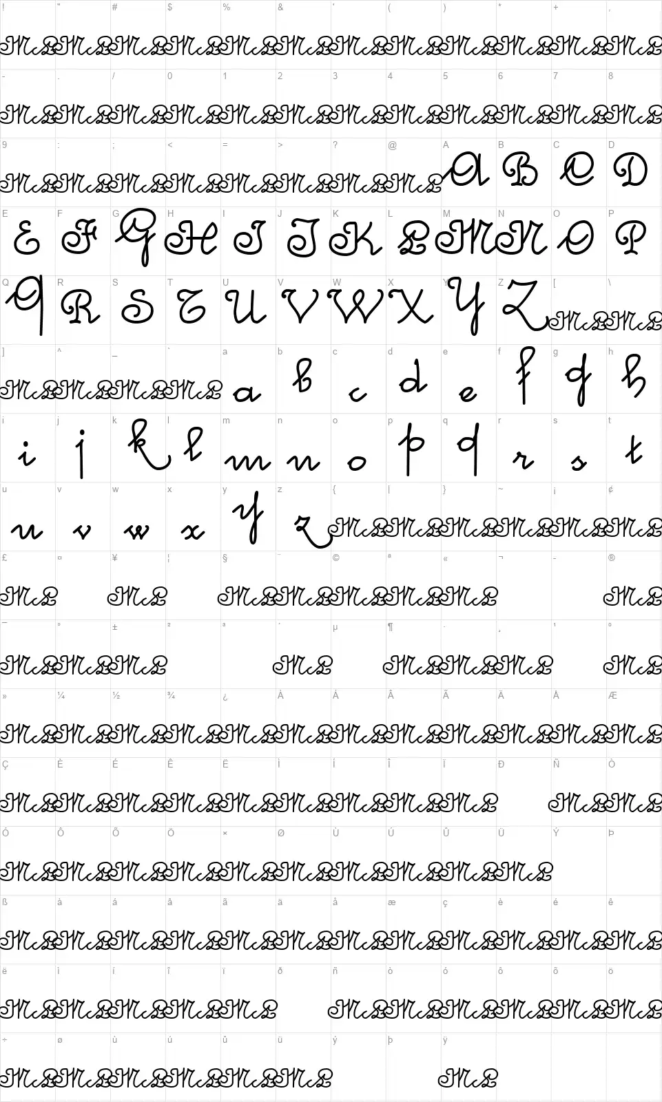 McLeonardofont character map