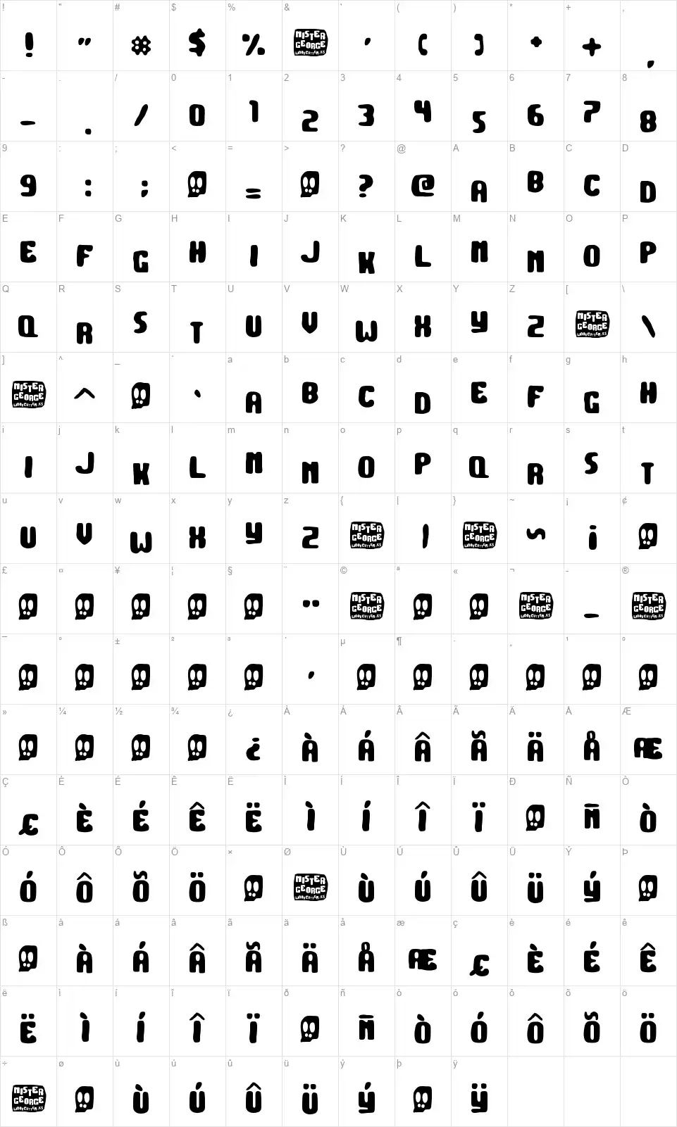 Mister Georgefont character map