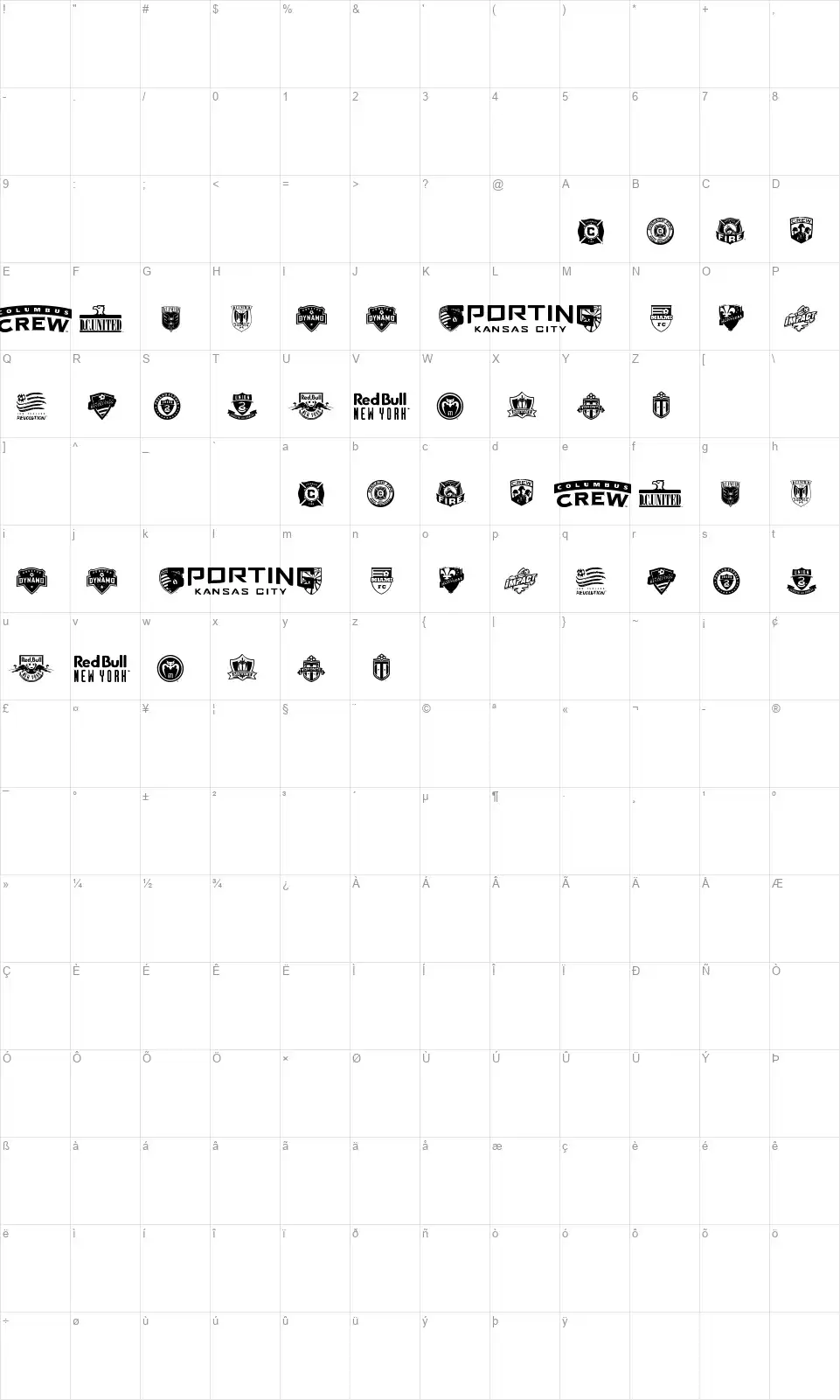 MLS Esastfont character map