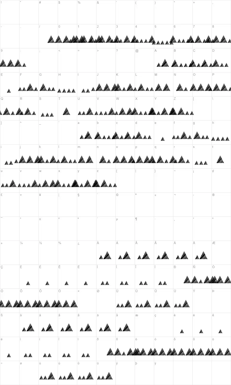 Morse Mountain Codefont character map