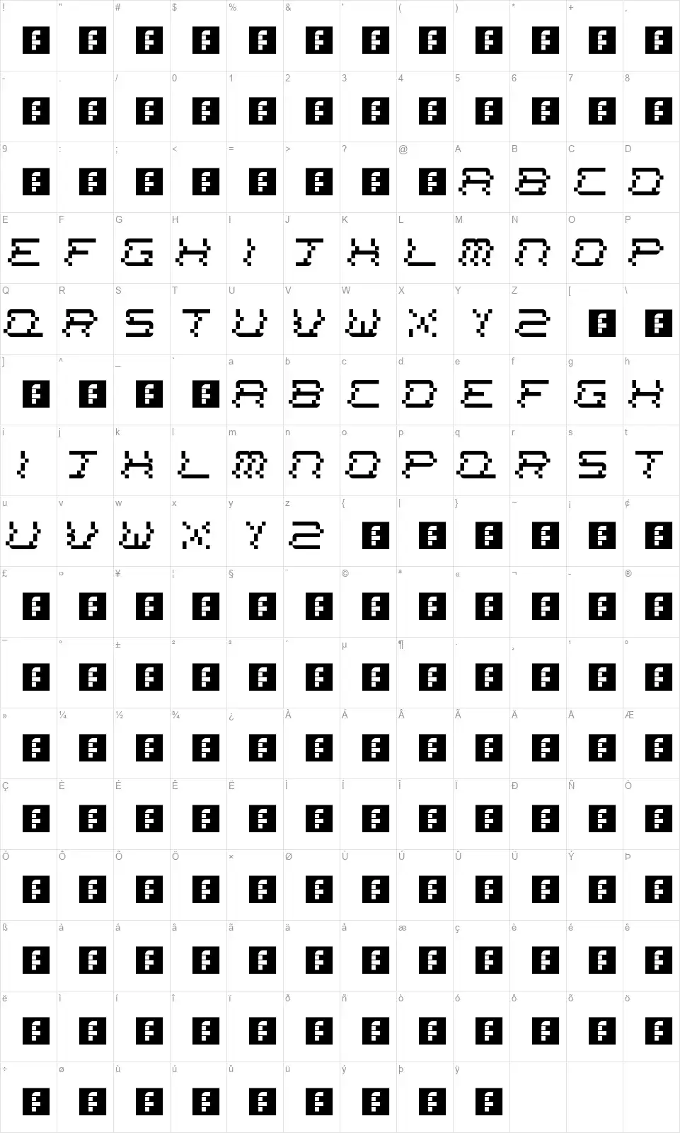 News Channelfont character map