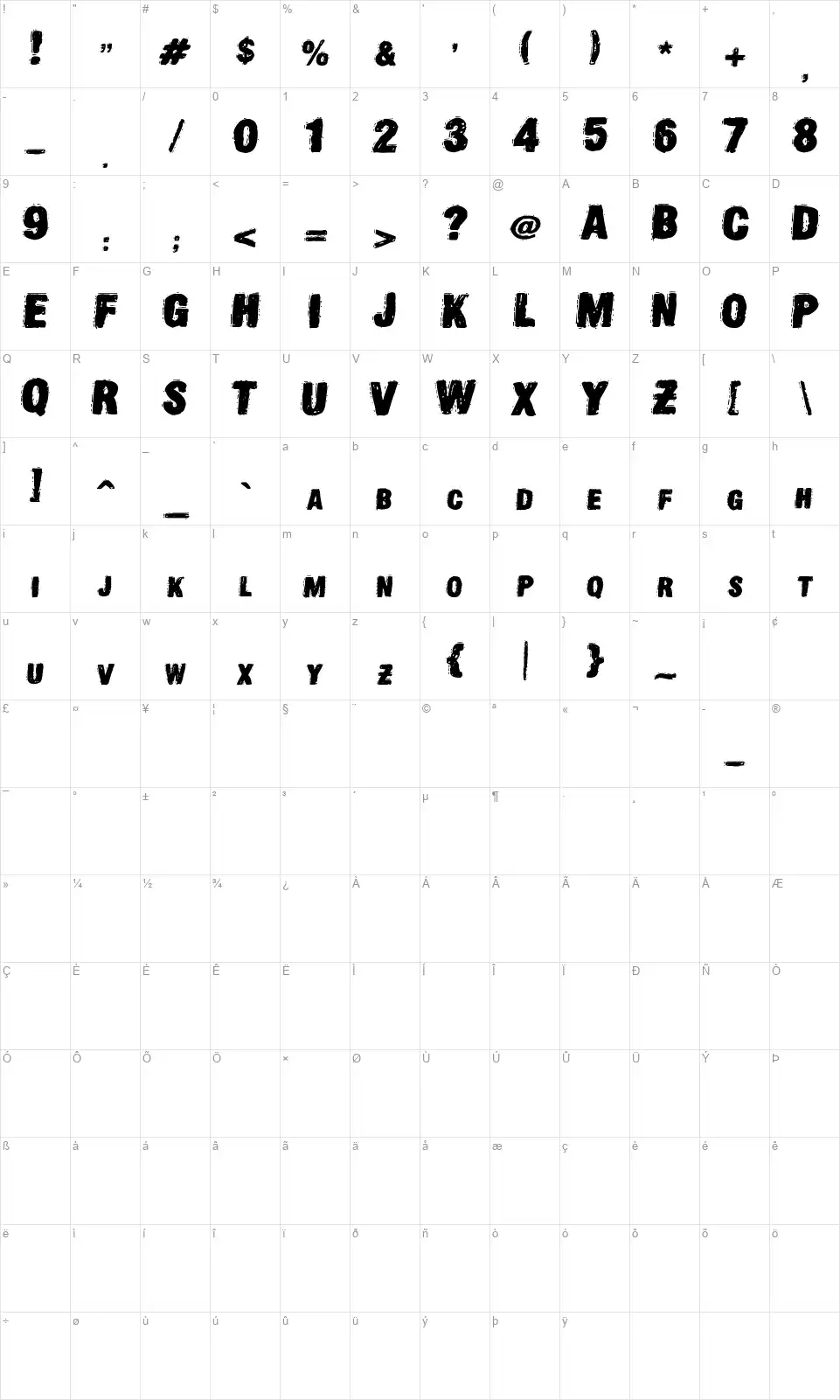 OldPress DSGfont character map