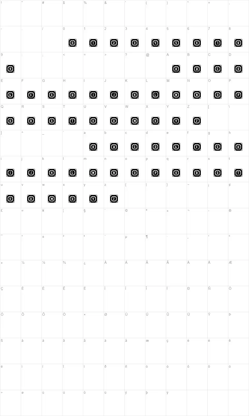 Ordinary Capitalsfont character map