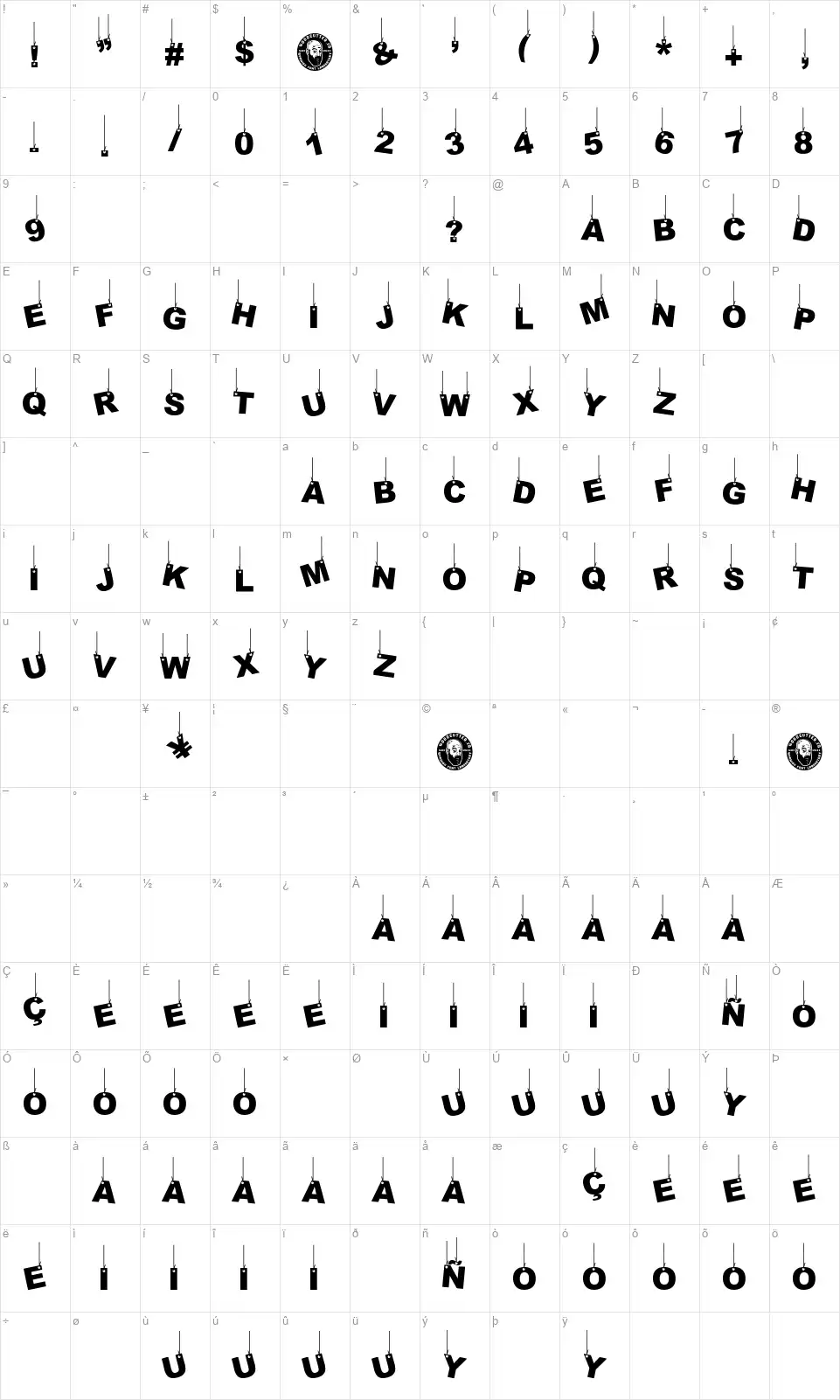 Party Letters On A Ropefont character map