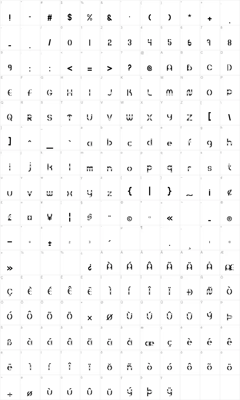 People 4.ofont character map