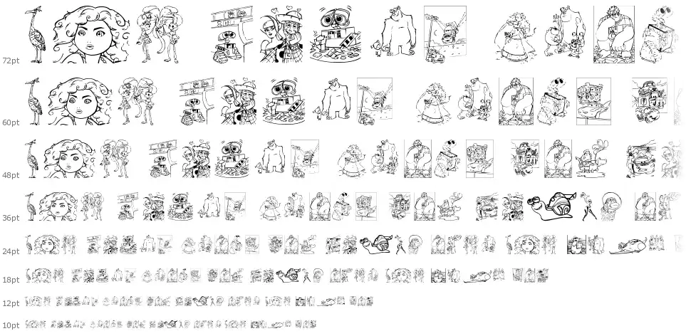 Pixar family 2font waterfall