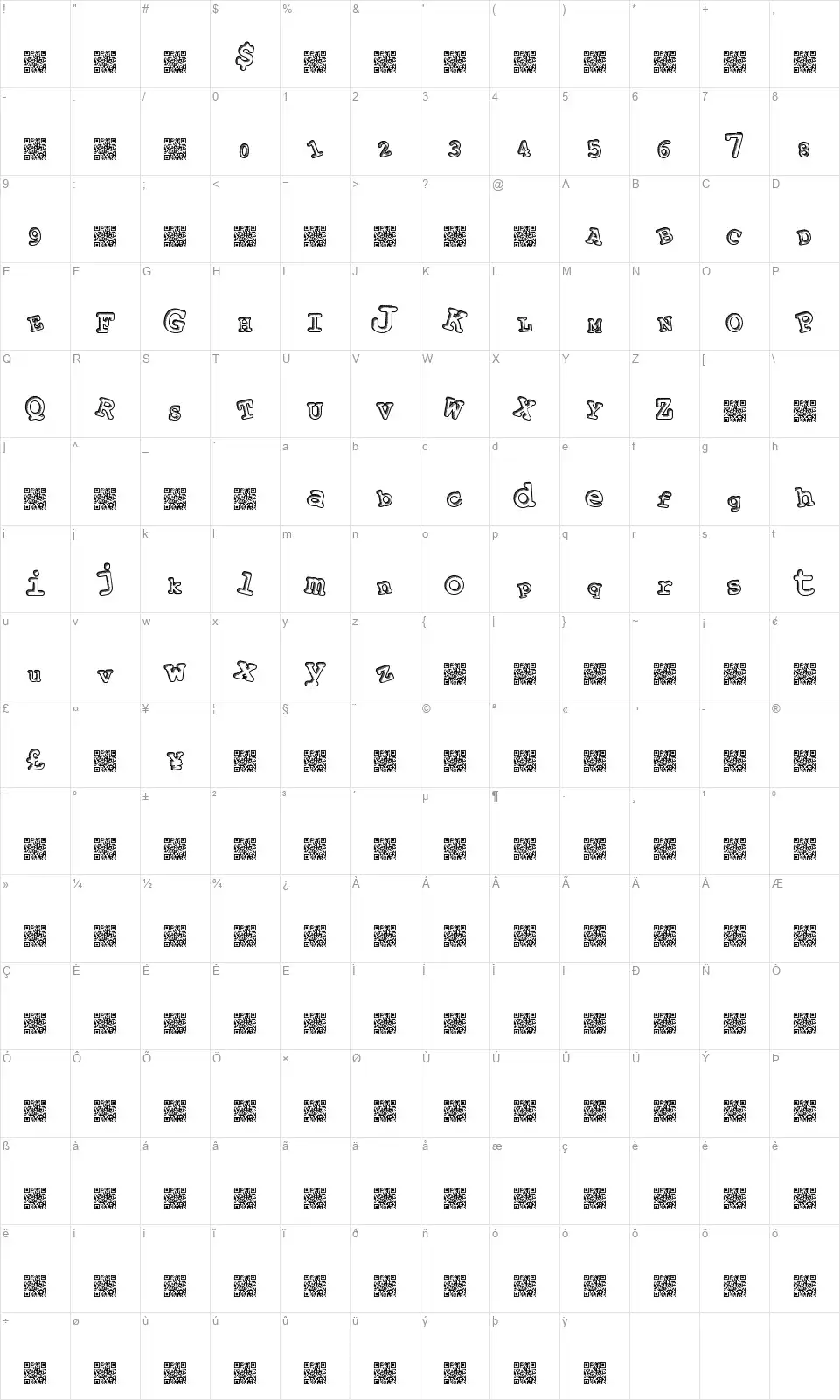 Play Alongfont character map