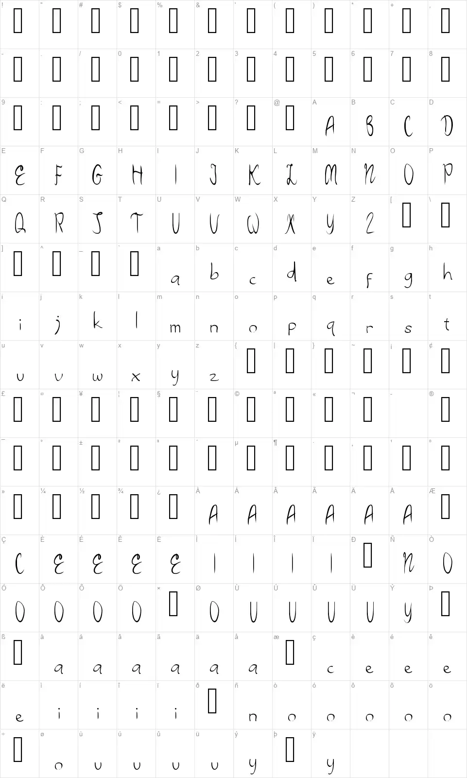 Prassent Geekfont character map
