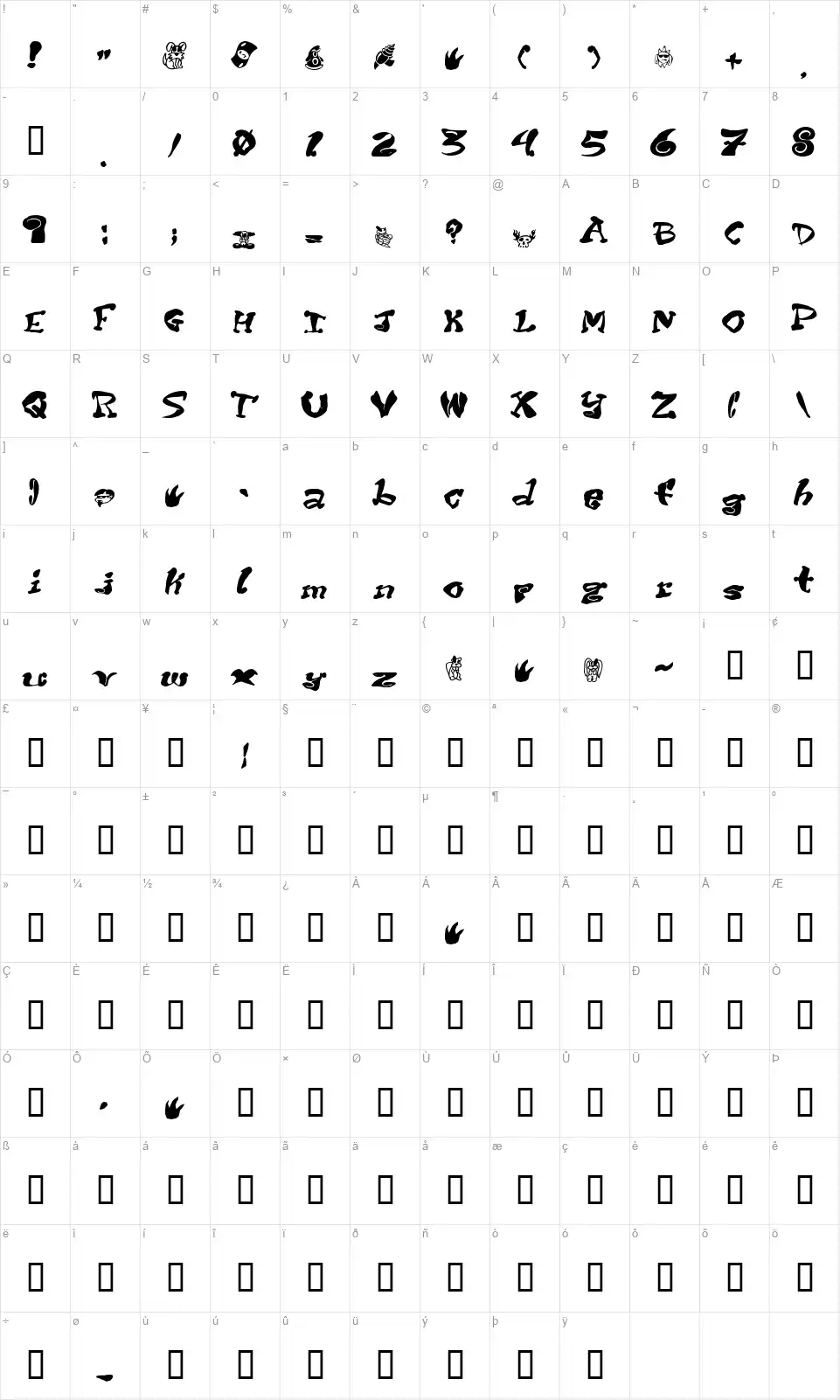 Purple Tentaclefont character map