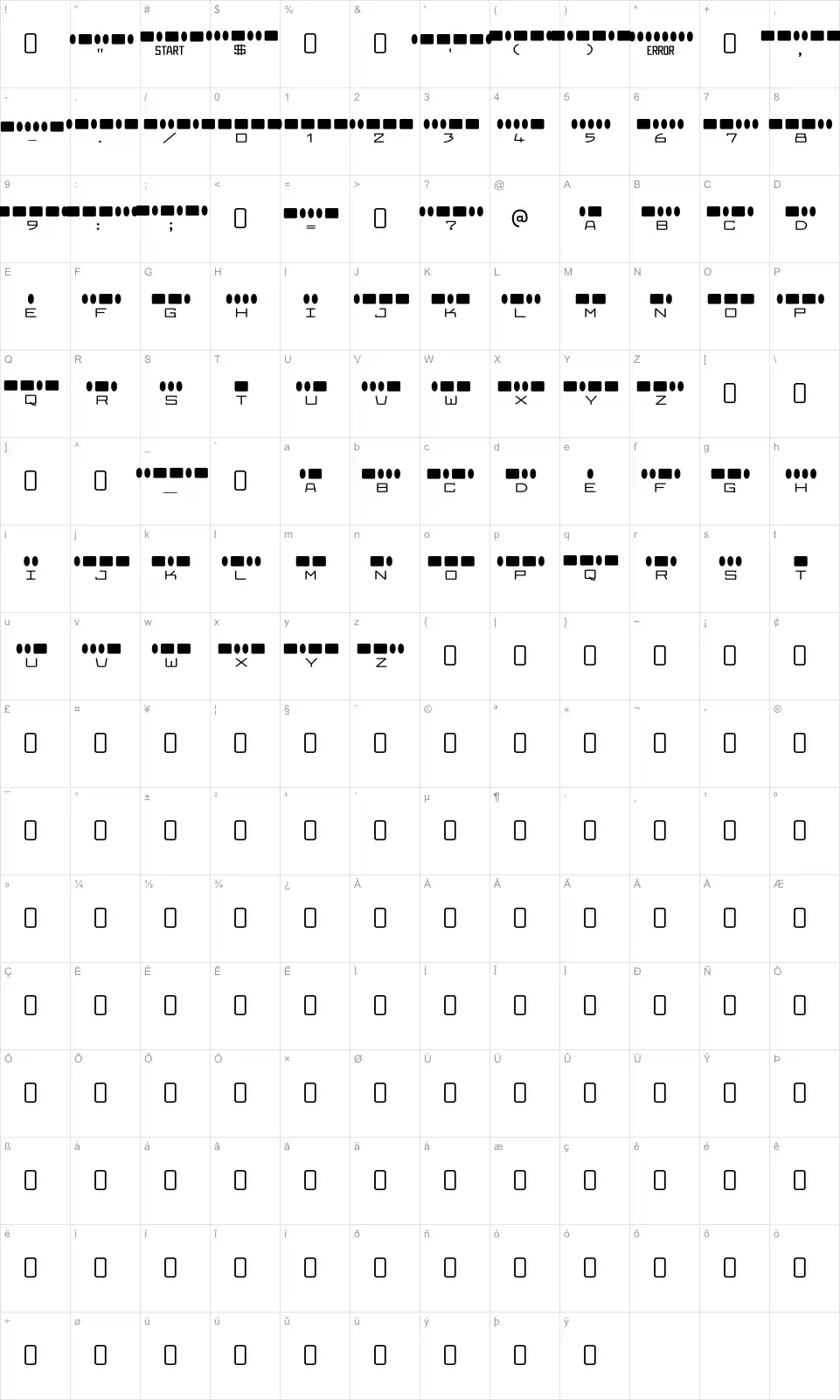 Radios in Motion Zeichentabelle Radios in Motionfont character map
