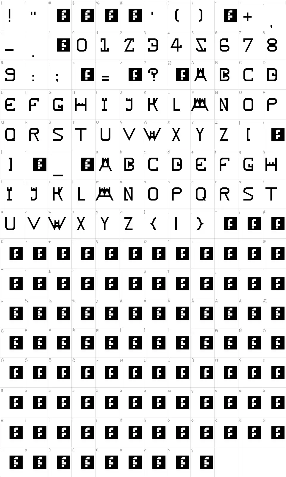 Rampartfont character map