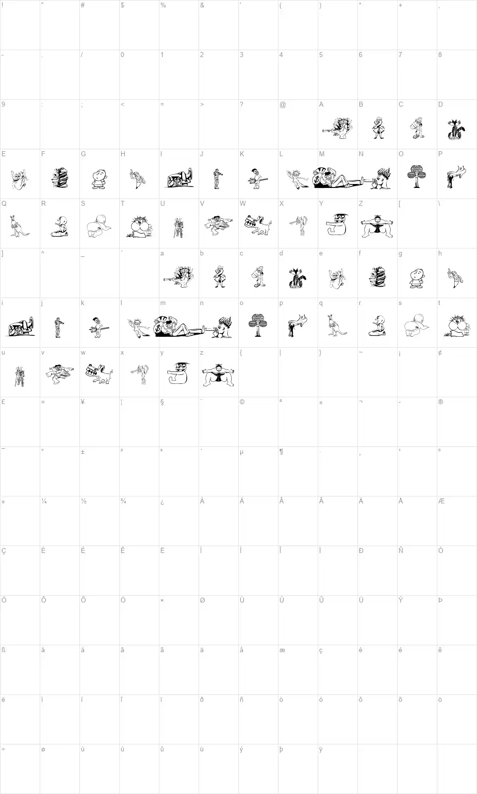 Random Thing 1font character map