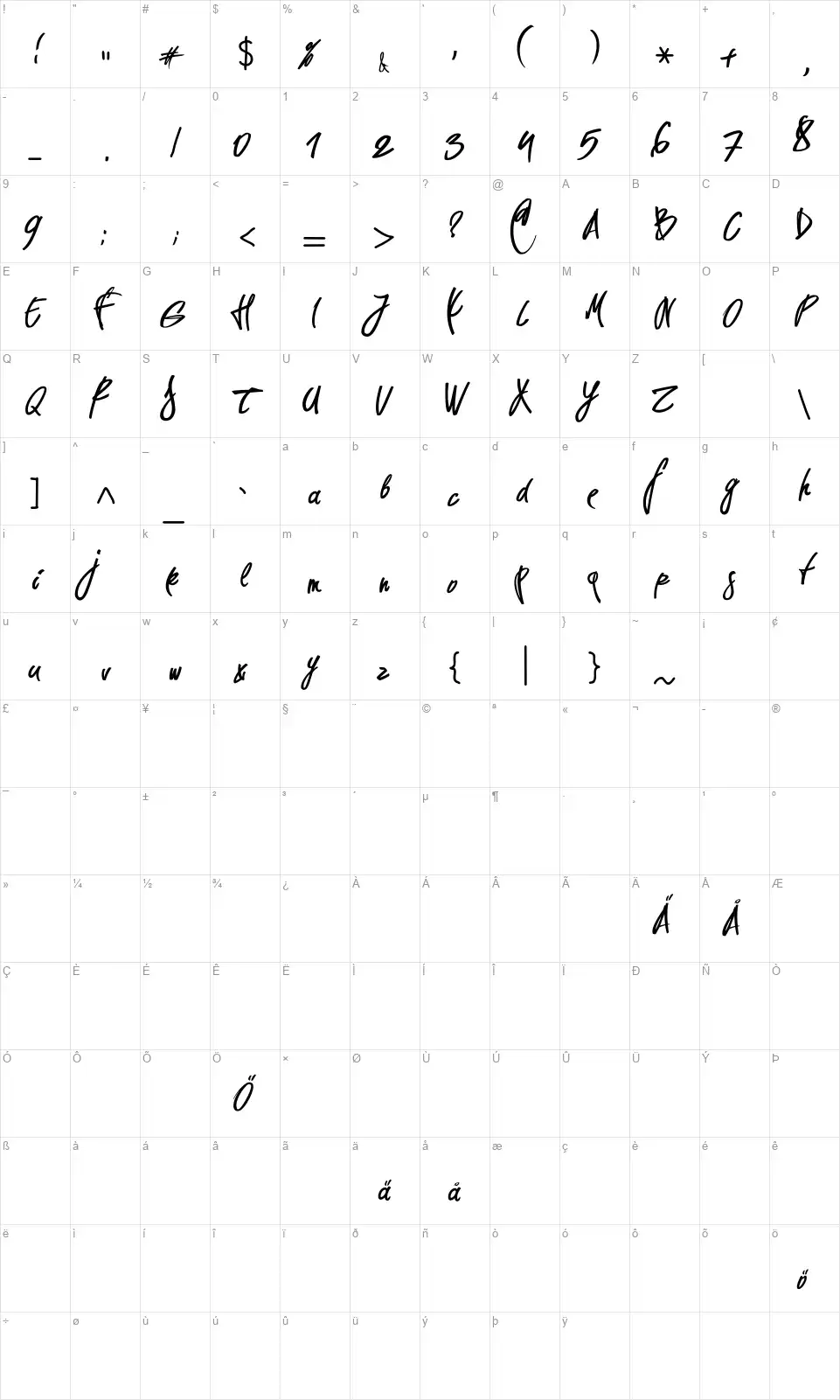 rokasfreestyle1font character map