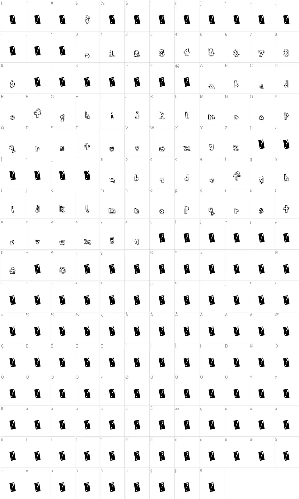 Sans Collegefont character map