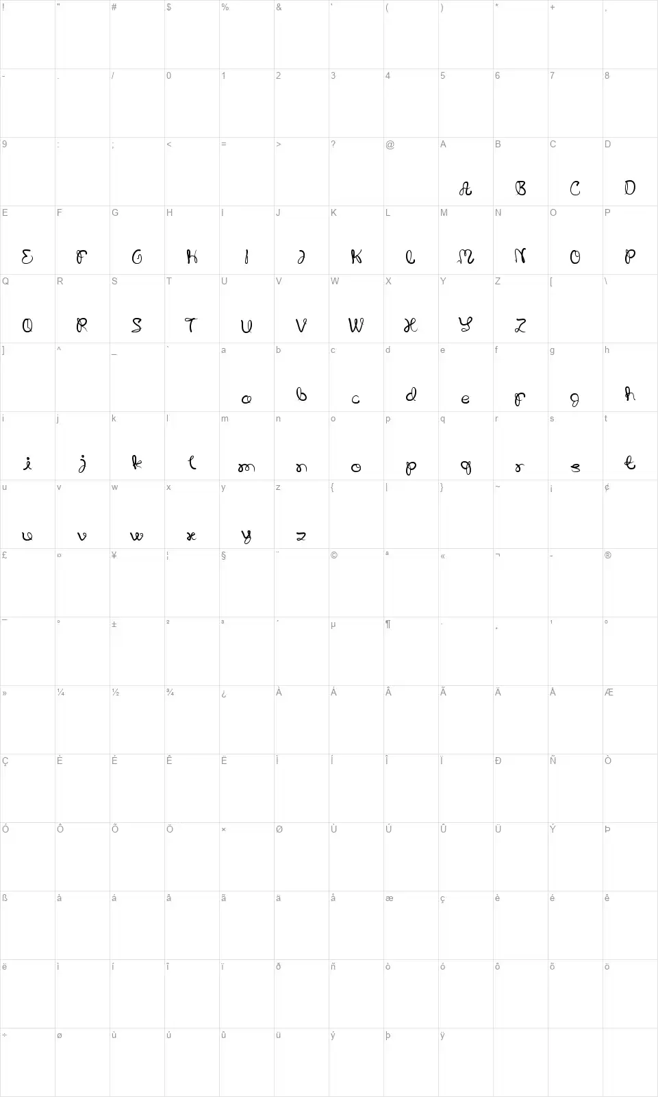 Savior Light Our Wayfont character map