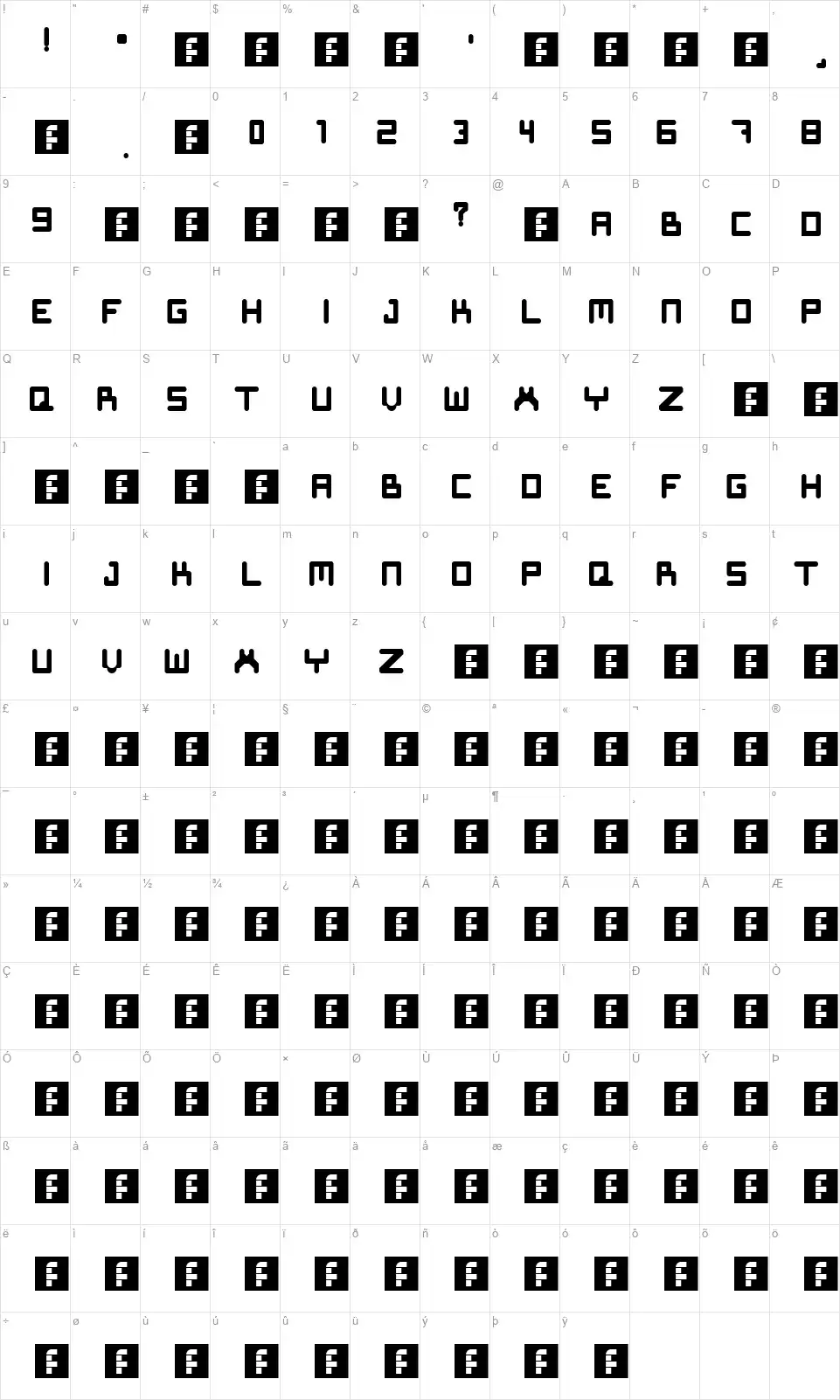 SeppeFontfont character map