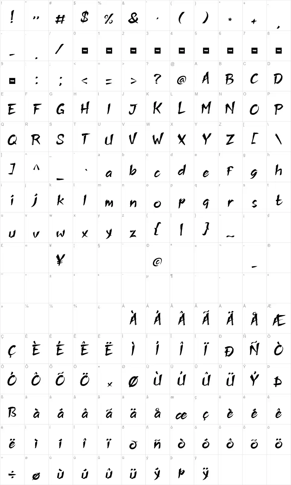 Shadow Whisper Zeichentabelle Shadow Whisperfont character map