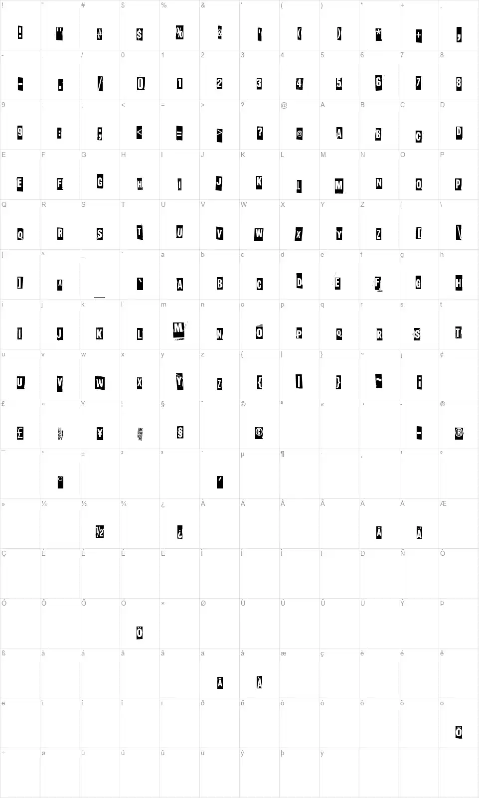 Slave only dreams to be kingfont character map
