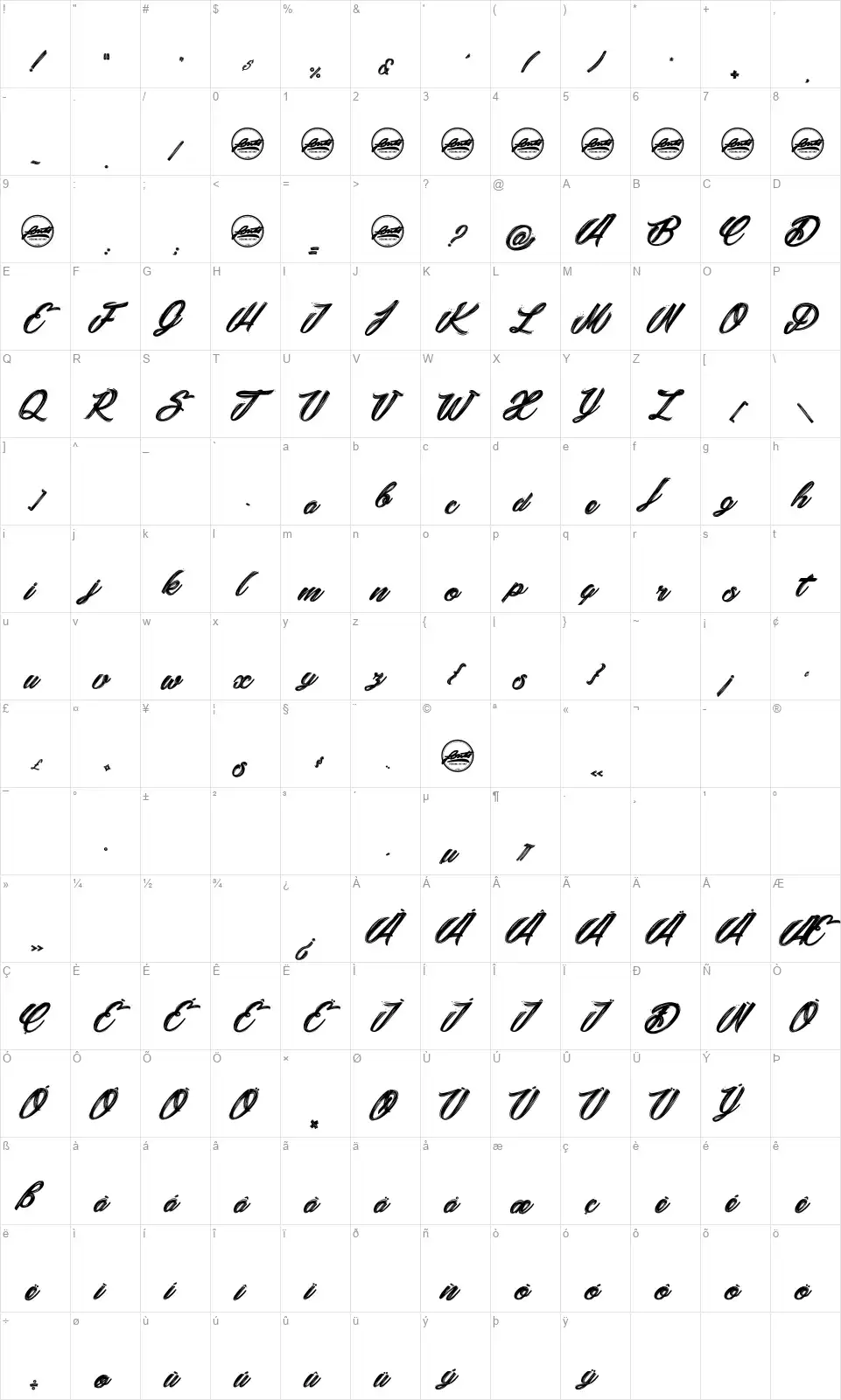Snowballs Cityfont character map