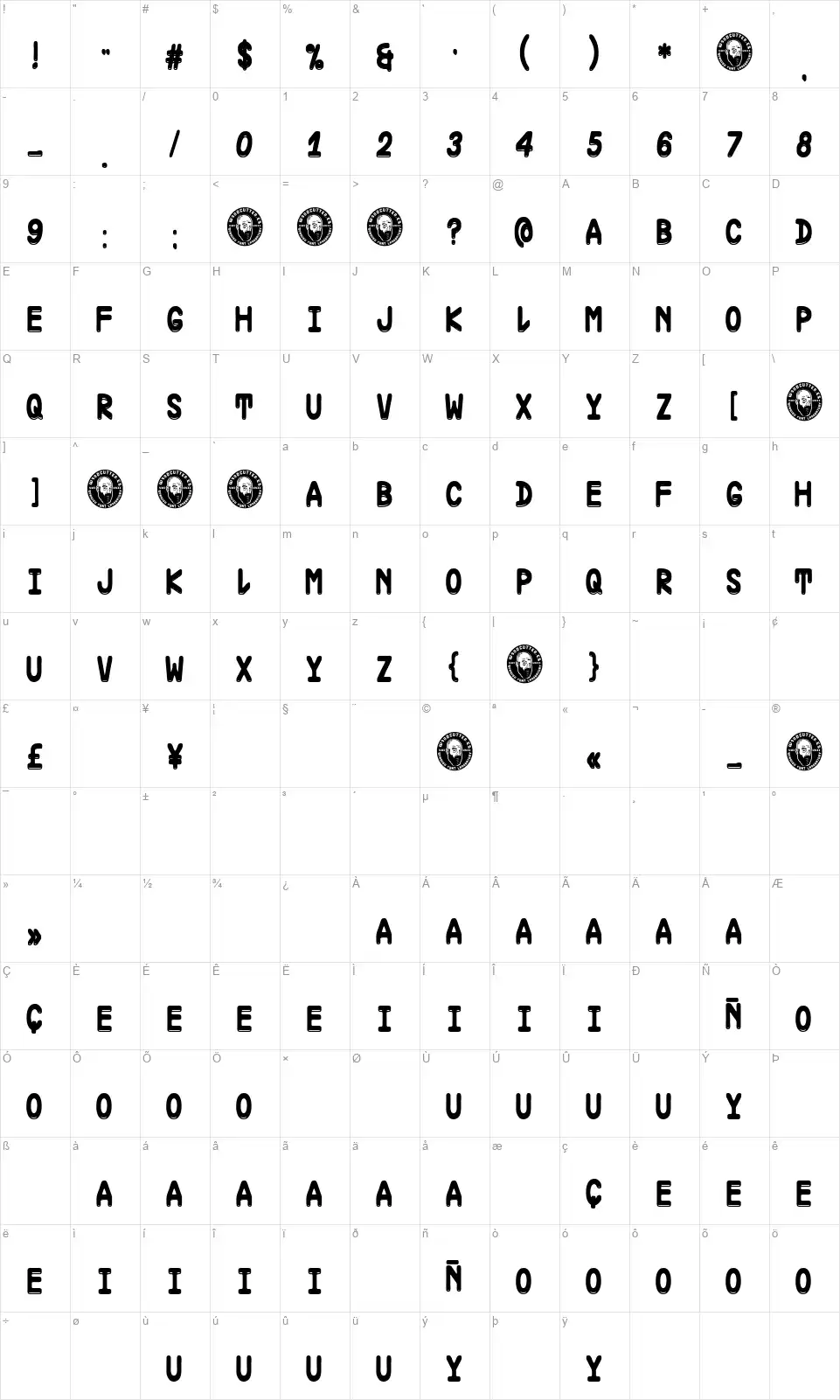Soccer Teamfont character map