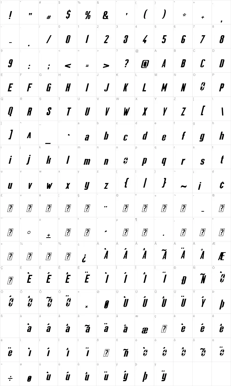 Sole Survivorfont character map