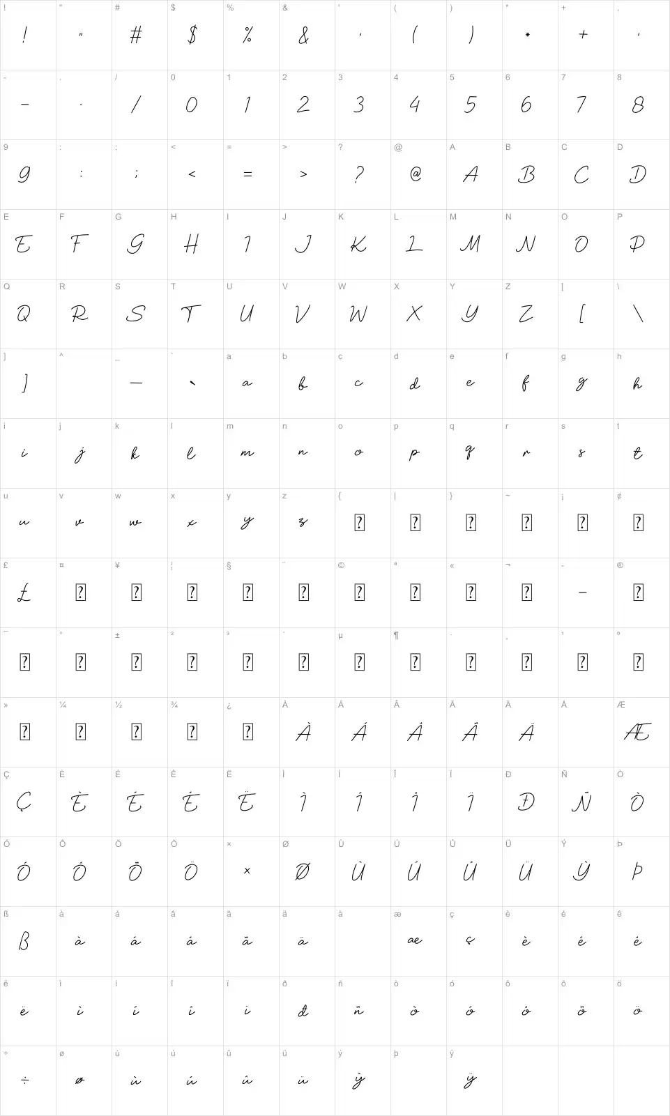 Soul You Zeichentabelle Soul Youfont character map