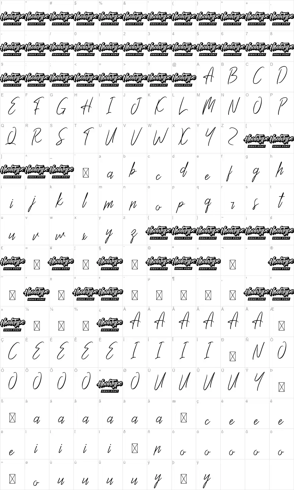 Southportfont character map
