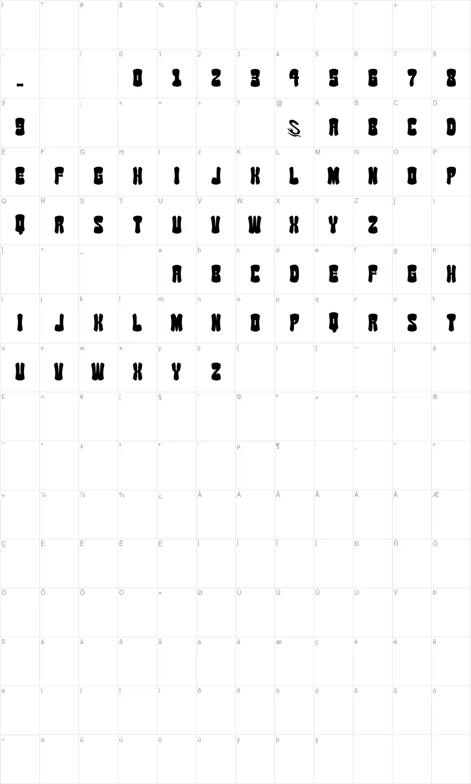 Soy Sauce Junky Gfont character map