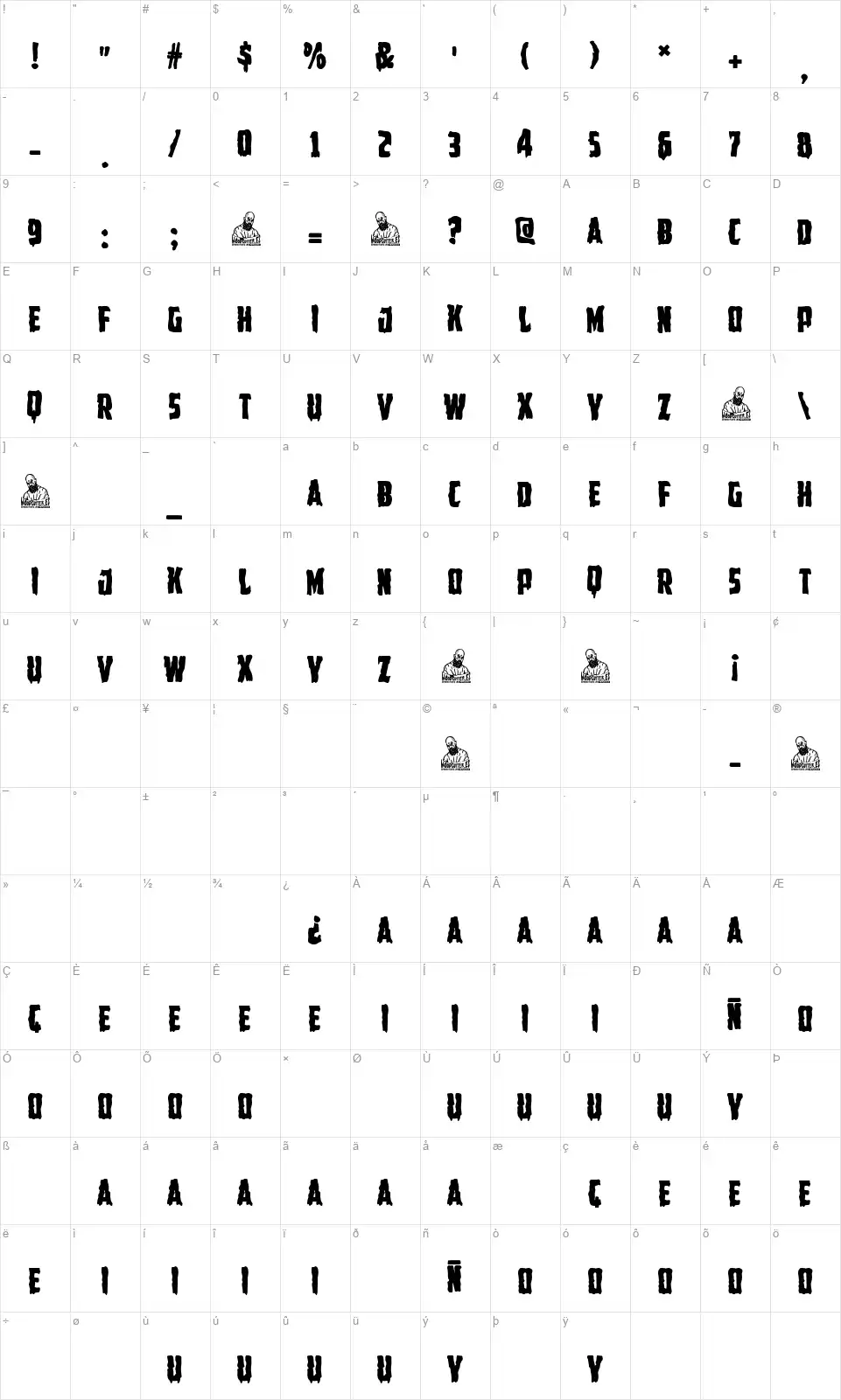 Spanish Capitanfont character map