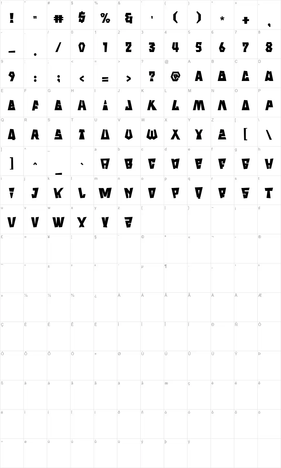 Stone Oceanfont character map