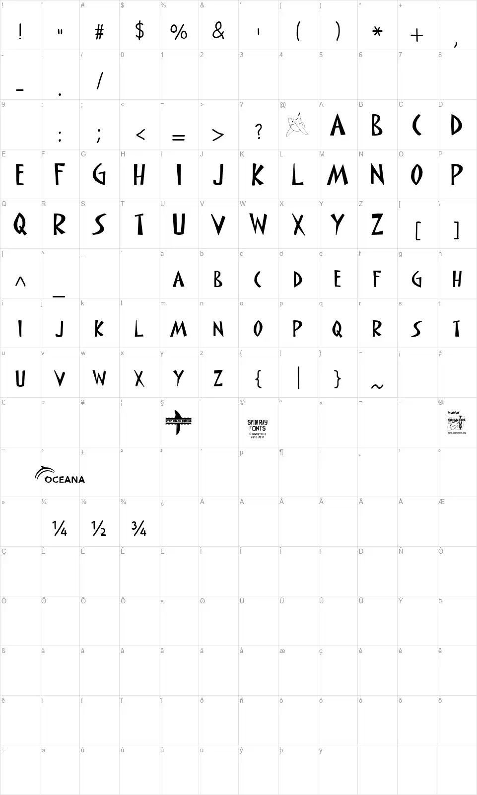 Stop Shark Finningfont character map