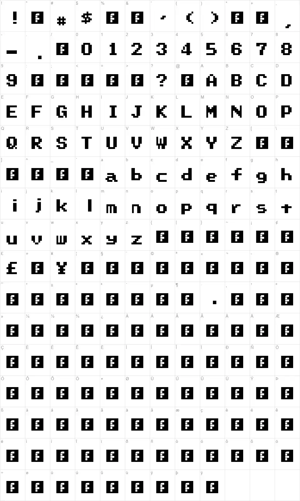 Super Mario World Text Boxfont character map