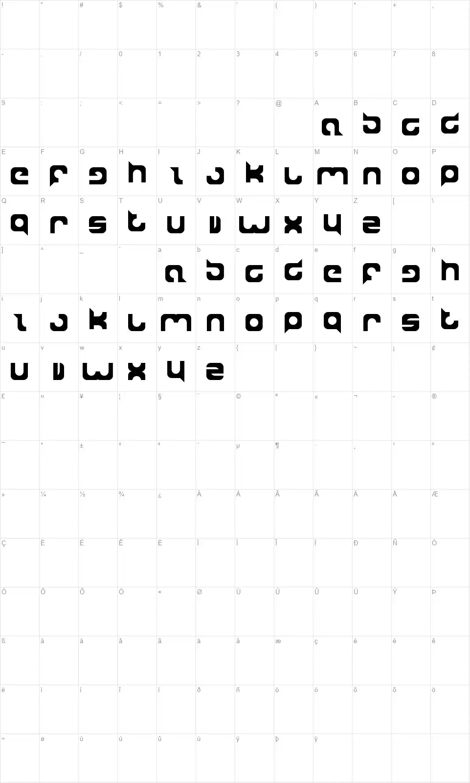 Super Powerfont character map