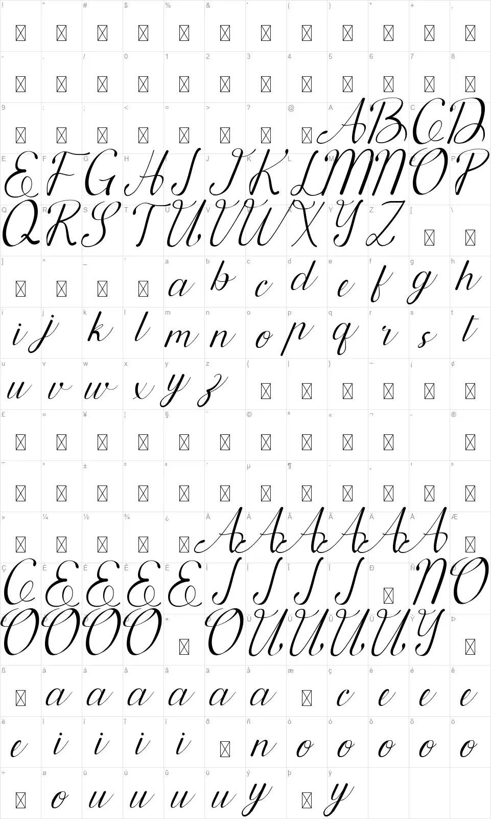 Superstructuralfont character map