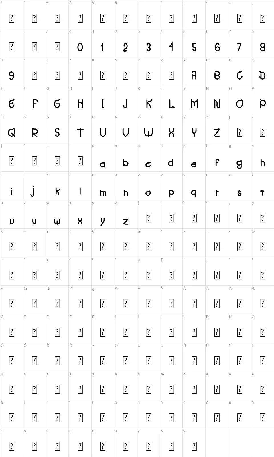 Tanpaxfont character map