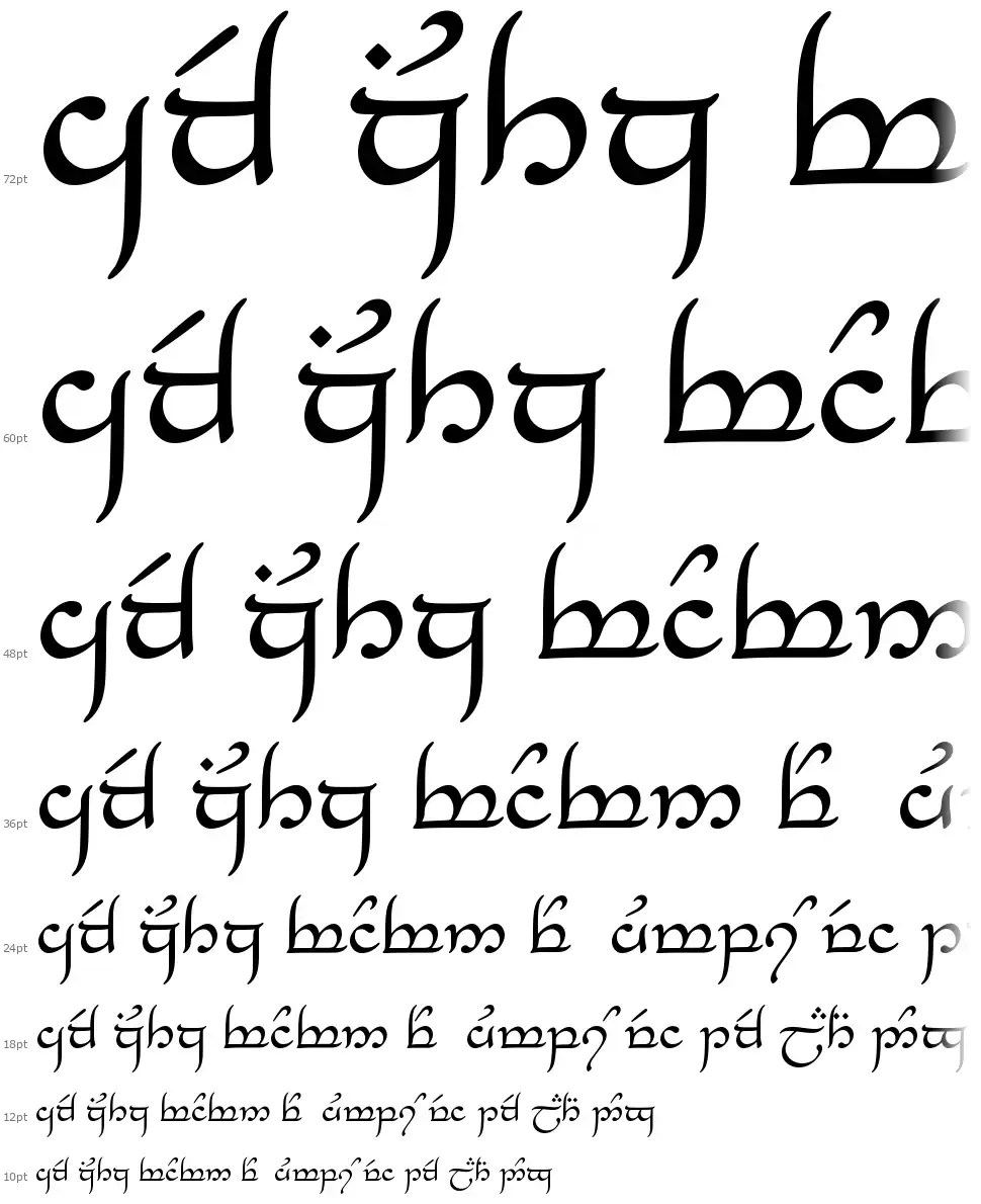 Tengwar Eldanarofont waterfall