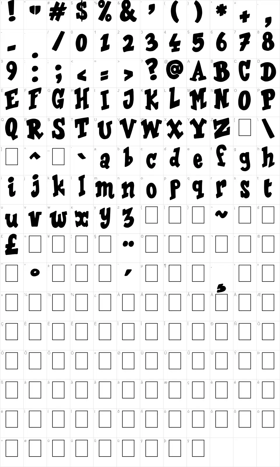 The Last Comic On Earthfont character map